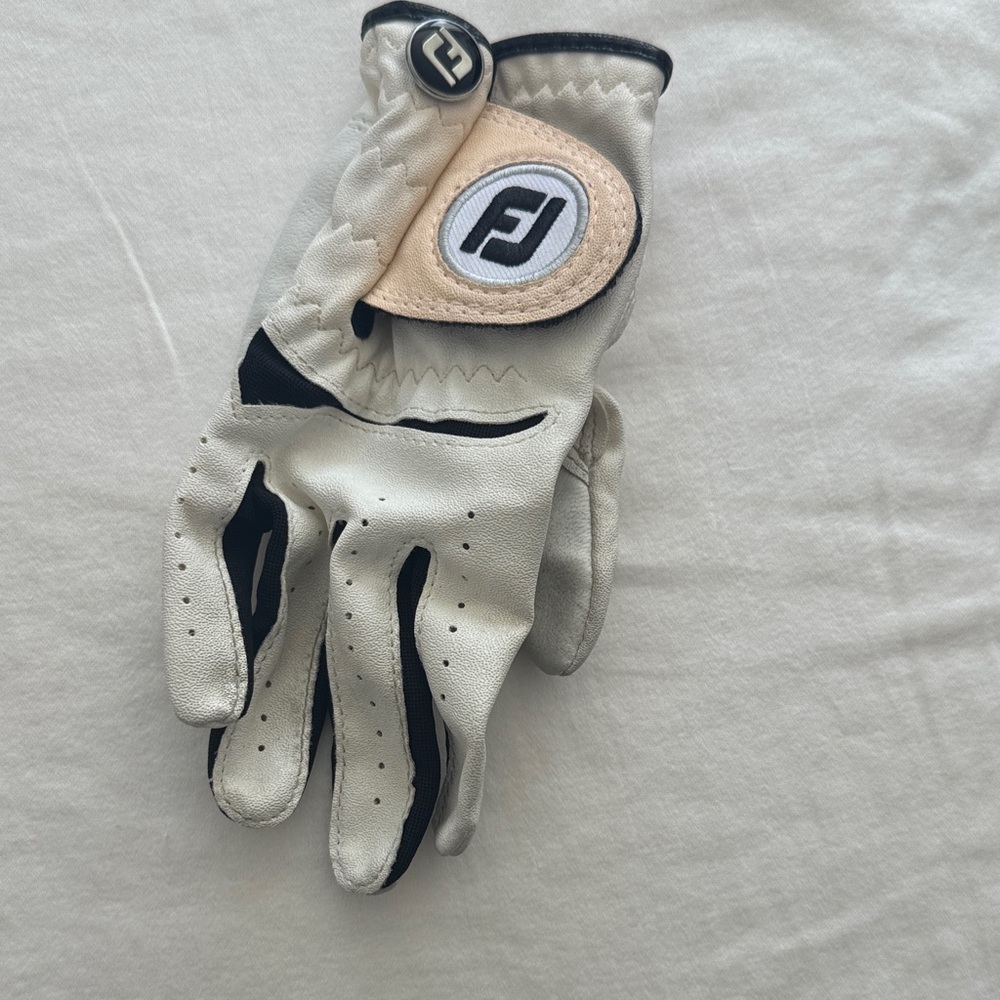 FootJoy White and Black Golf Glove with Tan Accents